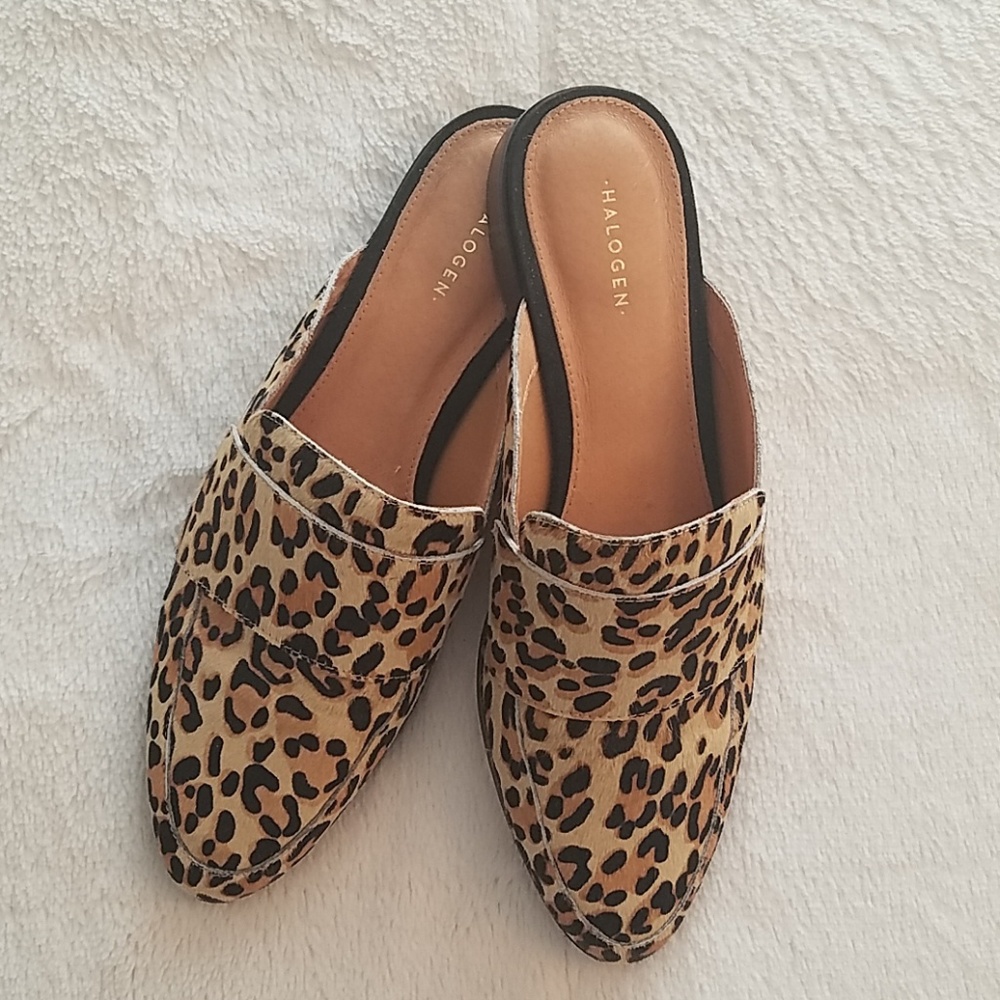 Halogen Violet Leopard Mules